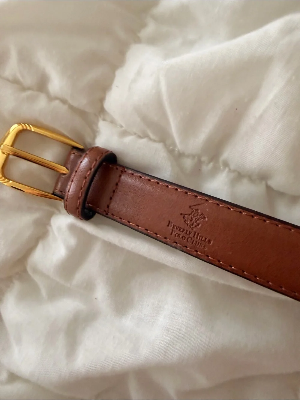 Beverly Hills Polo Club Brown Leather Belt with Gold Buckle